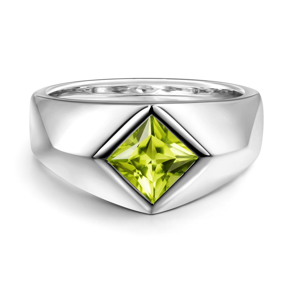 Men's Peridot Kite Set Ring - LUO Jewelry #metal_14k white gold