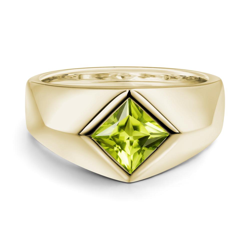 Men's Peridot Kite Set Ring - LUO Jewelry #metal_14k yellow gold