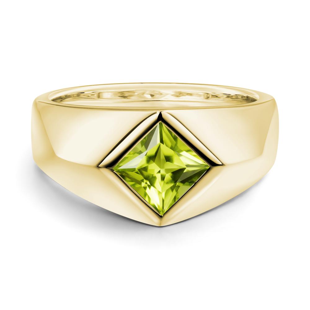 Men's Peridot Kite Set Ring - LUO Jewelry #metal_18k yellow gold