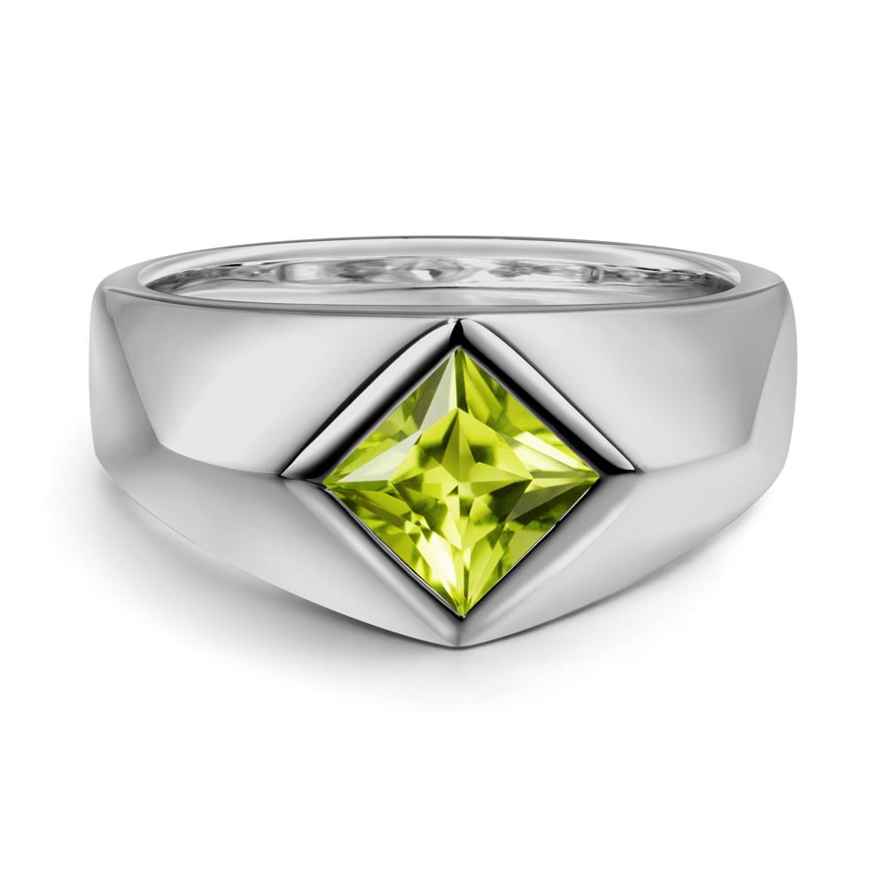 Men's Peridot Kite Set Ring - LUO Jewelry #metal_platinum