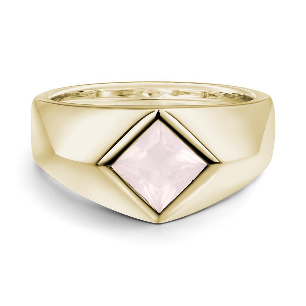 Men's Rose Quartz Kite Set Ring - LUO Jewelry #metal_14k yellow gold