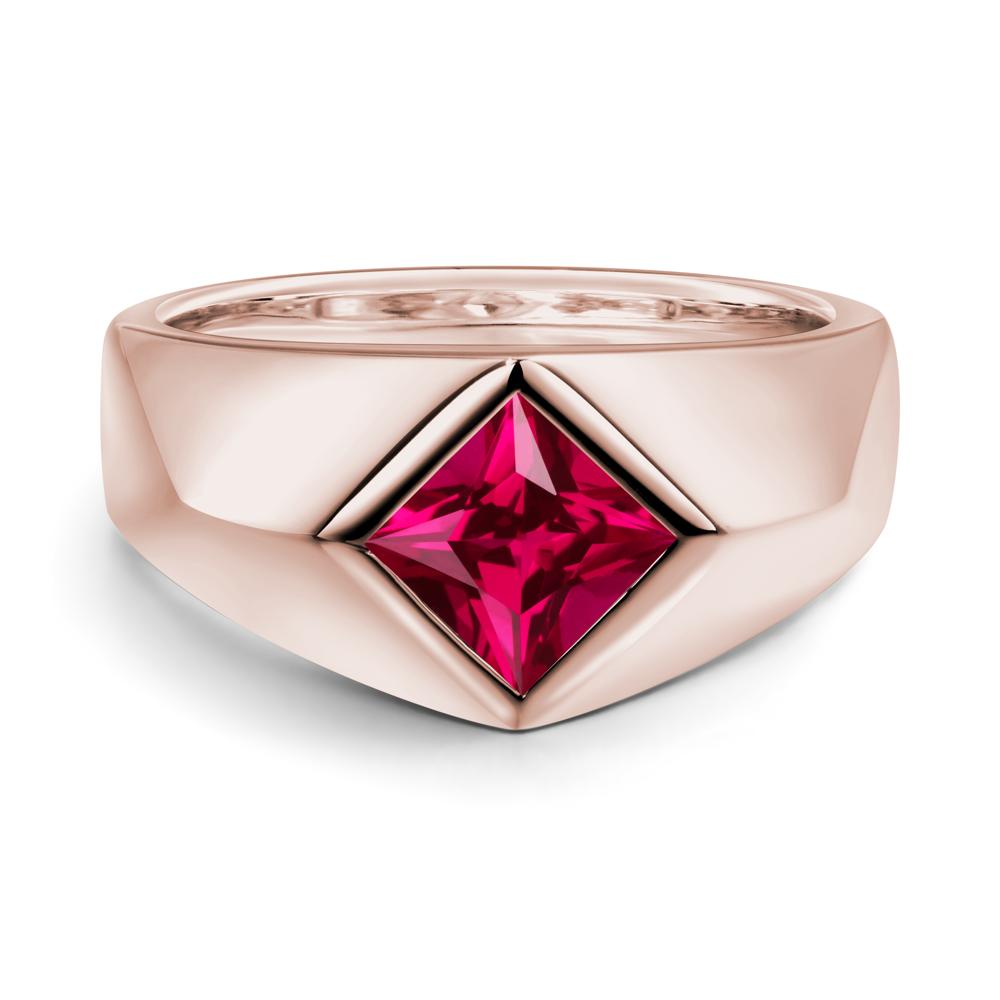 Men's Ruby Kite Set Ring - LUO Jewelry #metal_14k rose gold