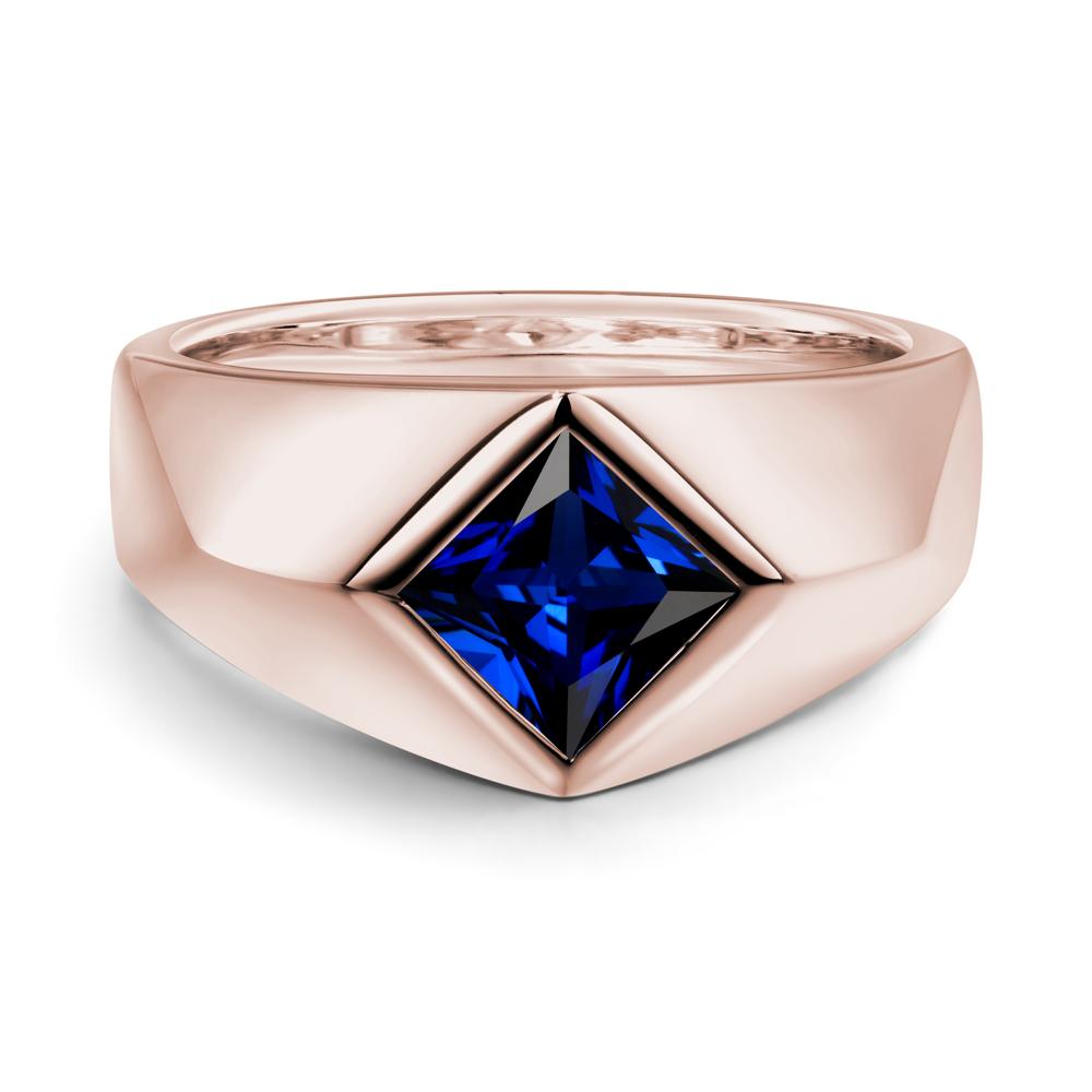 Men's Sapphire Kite Set Ring - LUO Jewelry #metal_14k rose gold