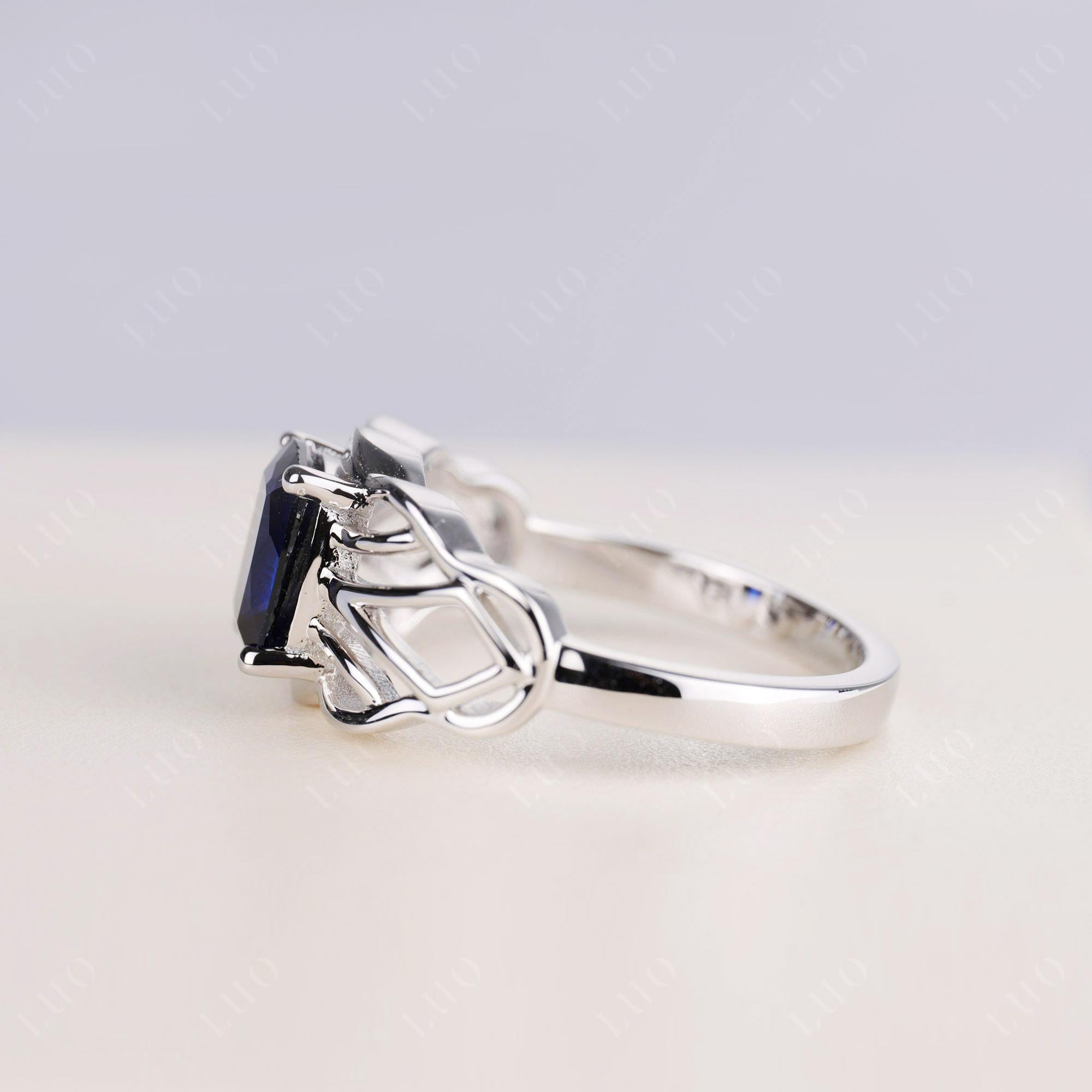 Sapphire Ring Vintage Solitaire Ring - LUO Jewelry 