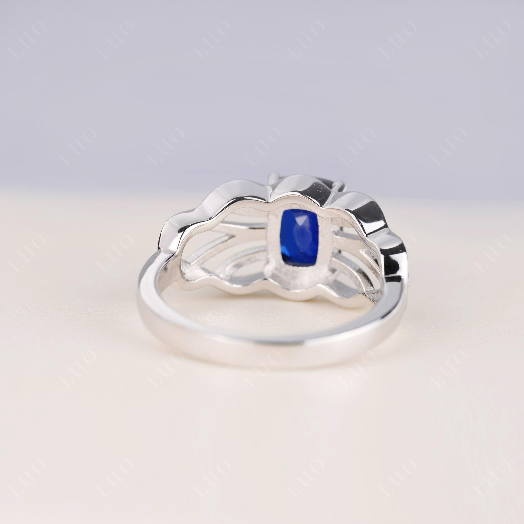 Sapphire Ring Vintage Solitaire Ring - LUO Jewelry 