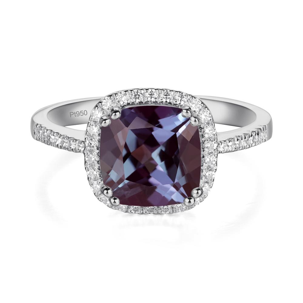 Cushion Cut Alexandrite Halo Ring - LUO Jewelry #metal_platinum