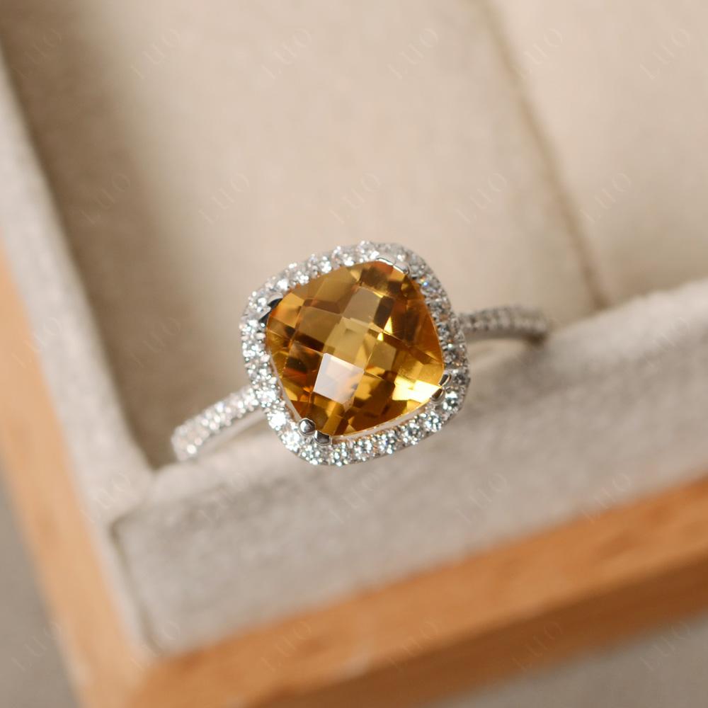 Cushion Cut Citrine Halo Ring - LUO Jewelry 