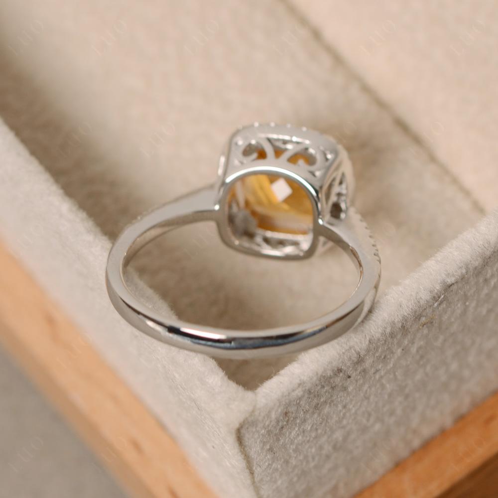 Cushion Cut Citrine Halo Ring - LUO Jewelry 