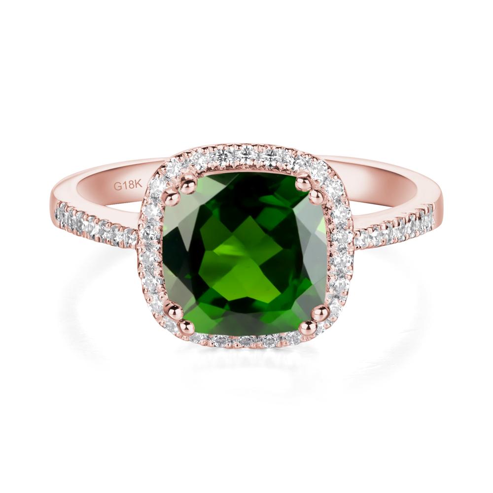 Cushion Cut Diopside Halo Ring - LUO Jewelry #metal_18k rose gold