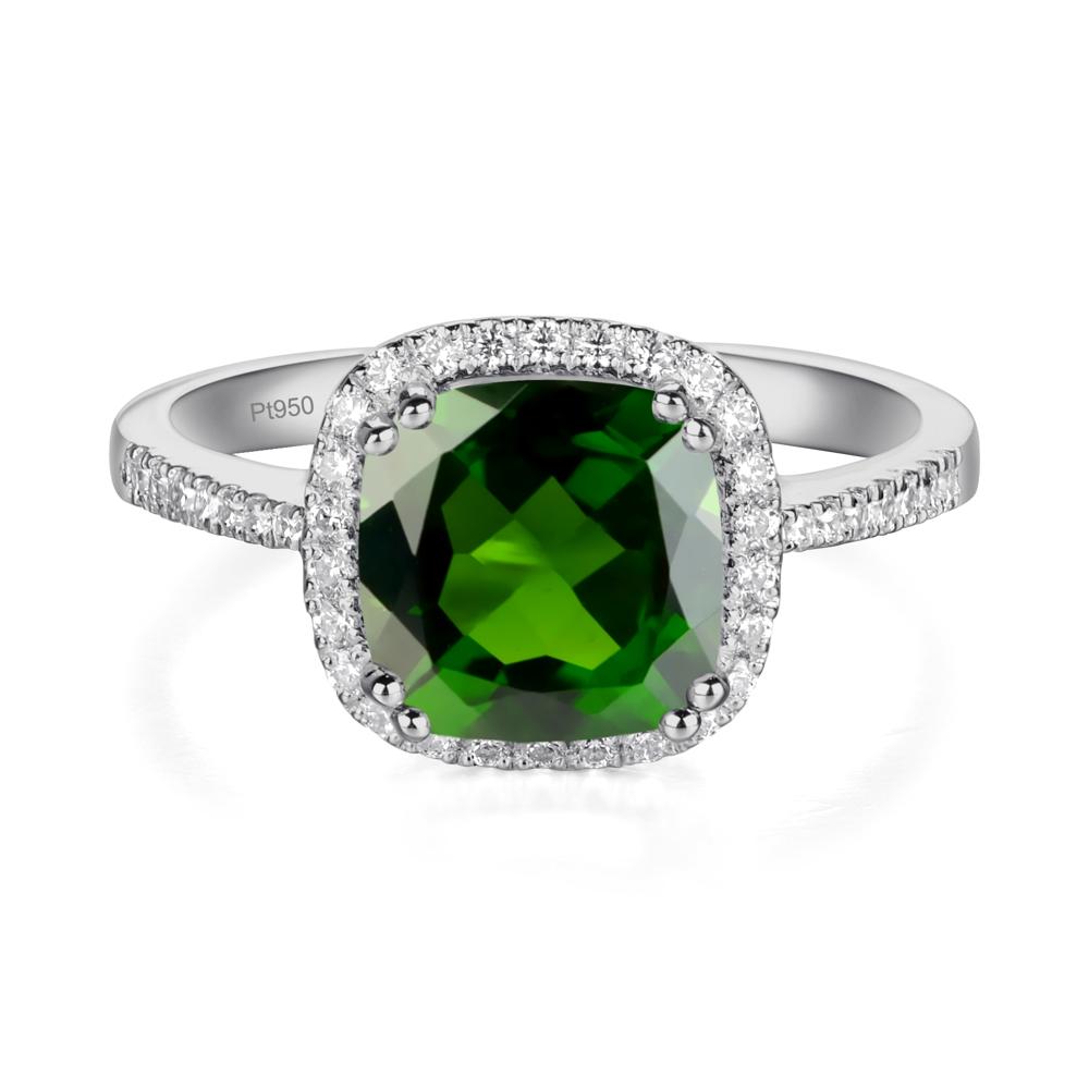 Cushion Cut Diopside Halo Ring - LUO Jewelry #metal_platinum