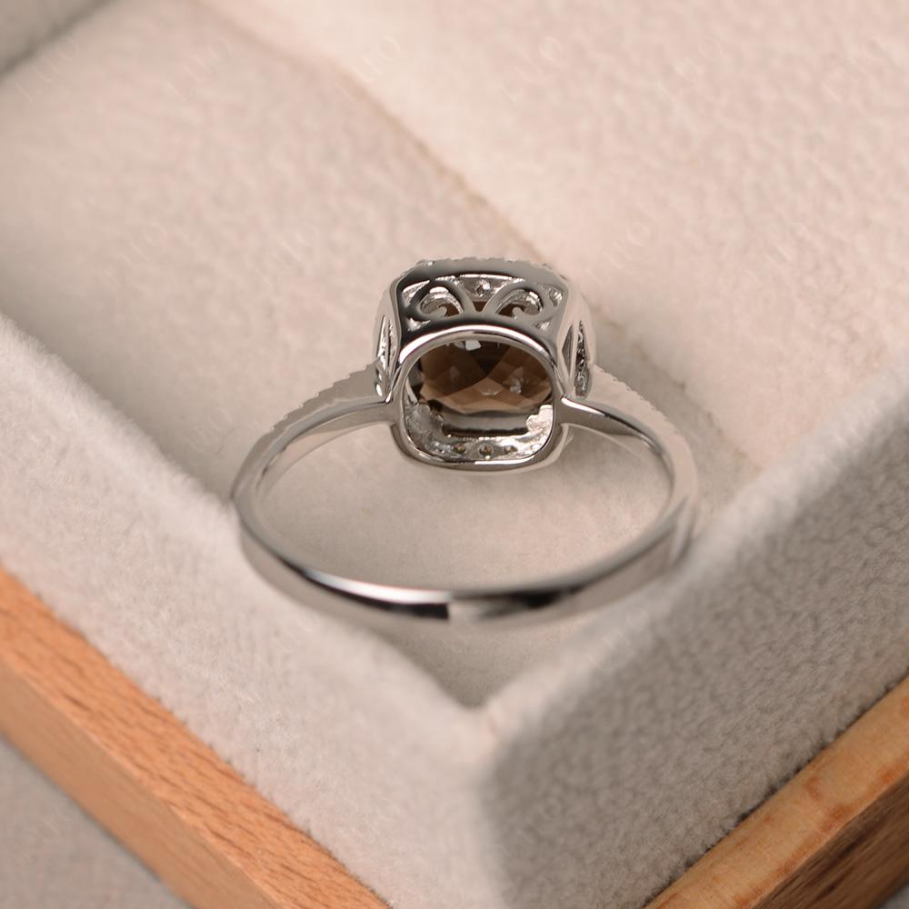 Cushion Cut Smoky Quartz Halo Ring - LUO Jewelry 