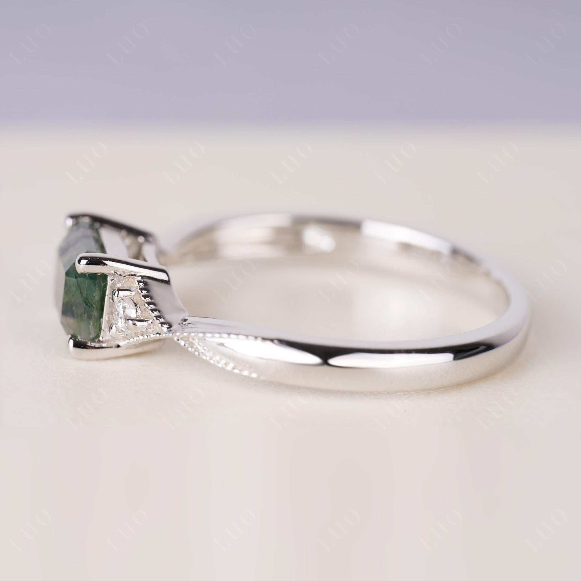 Moss Agate Milgrain Ring | LUO Jewelry