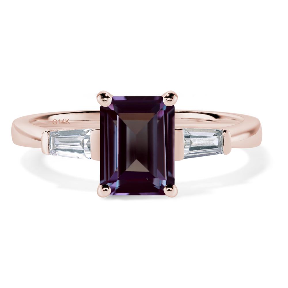 Alexandrite Tapered Baguette Engagement Ring - LUO Jewelry #metal_14k rose gold