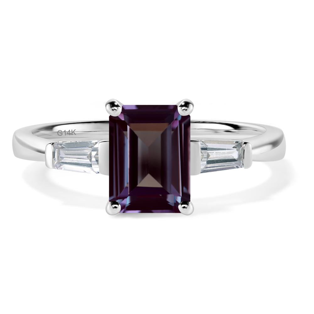 Alexandrite Tapered Baguette Engagement Ring - LUO Jewelry #metal_14k white gold