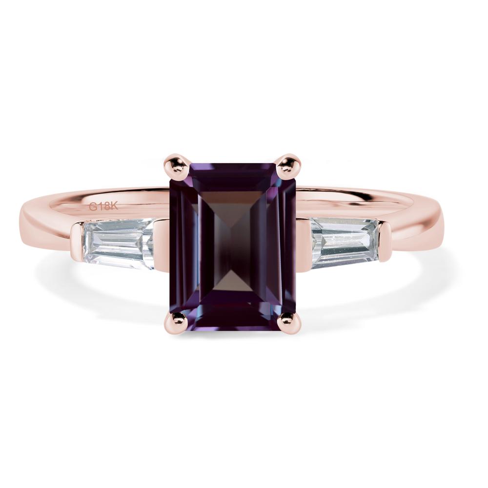 Alexandrite Tapered Baguette Engagement Ring - LUO Jewelry #metal_18k rose gold