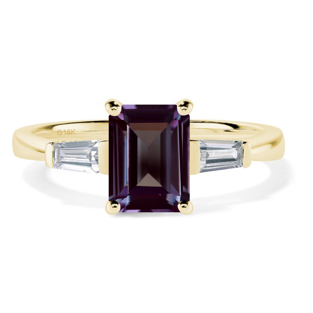 Alexandrite Tapered Baguette Engagement Ring - LUO Jewelry #metal_18k yellow gold