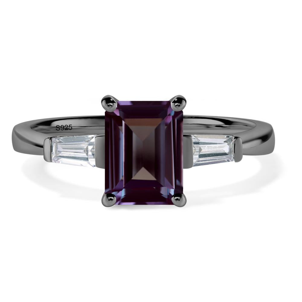 Alexandrite Tapered Baguette Engagement Ring - LUO Jewelry #metal_black finish sterling silver