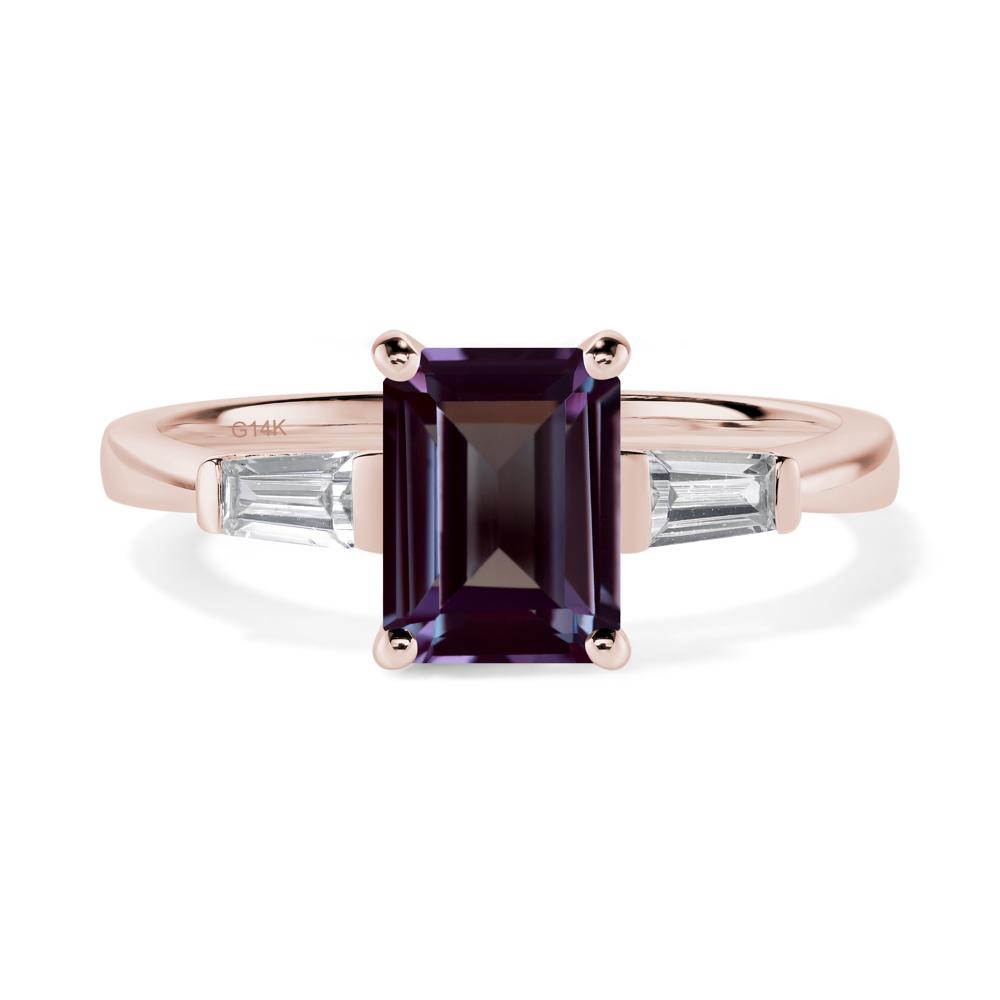 Alexandrite Tapered Baguette Engagement Ring - LUO Jewelry #metal_14k rose gold