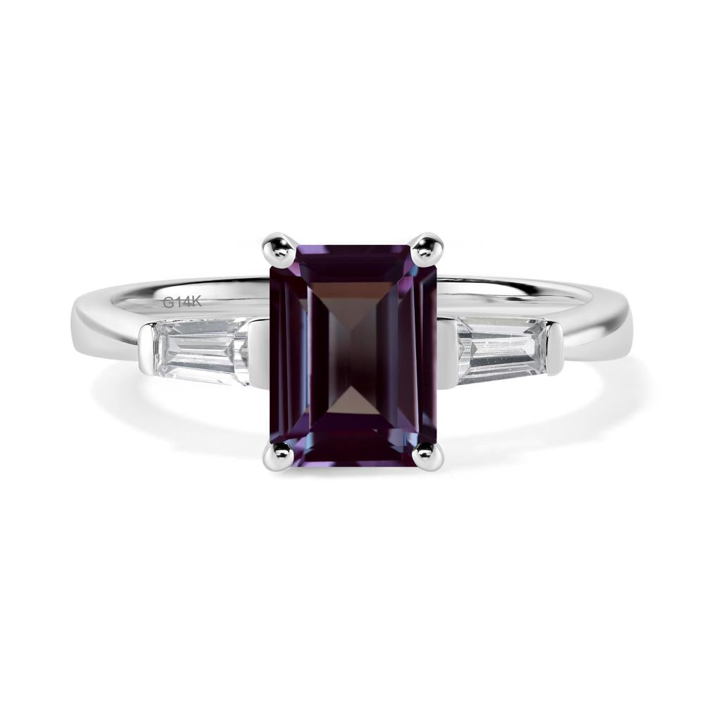 Alexandrite Tapered Baguette Engagement Ring - LUO Jewelry #metal_14k white gold