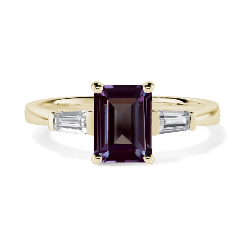 Alexandrite Tapered Baguette Engagement Ring - LUO Jewelry #metal_14k yellow gold