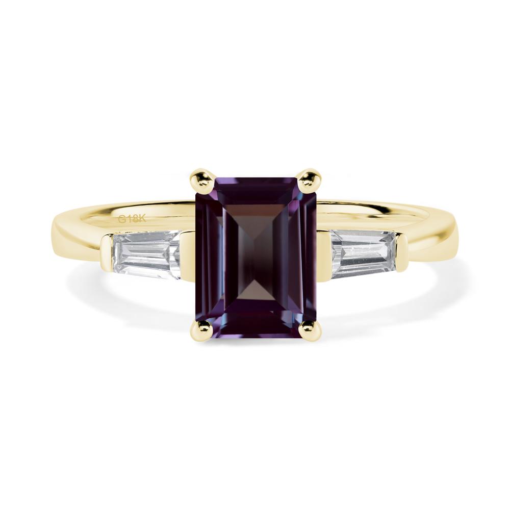 Alexandrite Tapered Baguette Engagement Ring - LUO Jewelry #metal_18k yellow gold