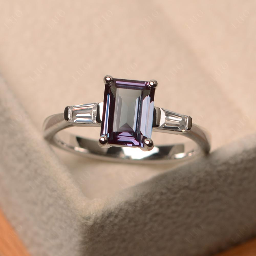 Alexandrite Tapered Baguette Engagement Ring - LUO Jewelry 