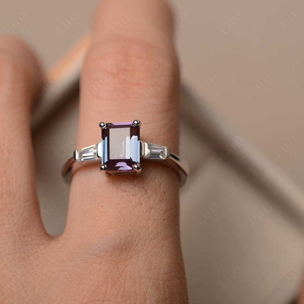 Alexandrite Tapered Baguette Engagement Ring - LUO Jewelry 