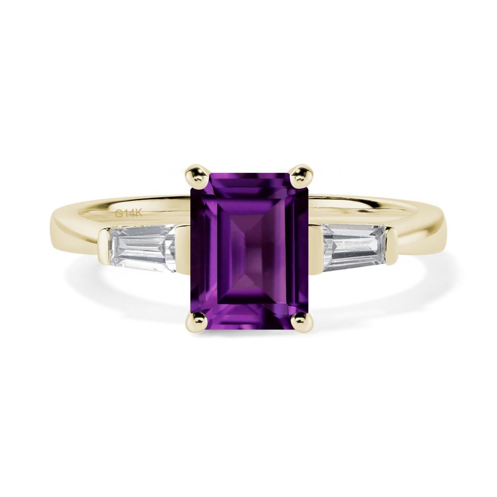 Amethyst Emerald Cut Baguette Ring - LUO Jewelry #metal_14k yellow gold