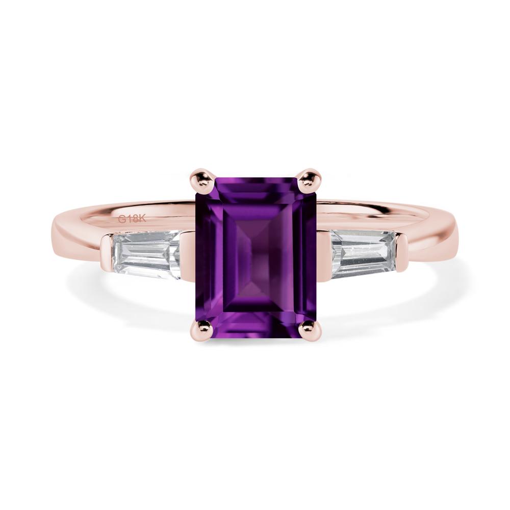 Amethyst Emerald Cut Baguette Ring - LUO Jewelry #metal_18k rose gold