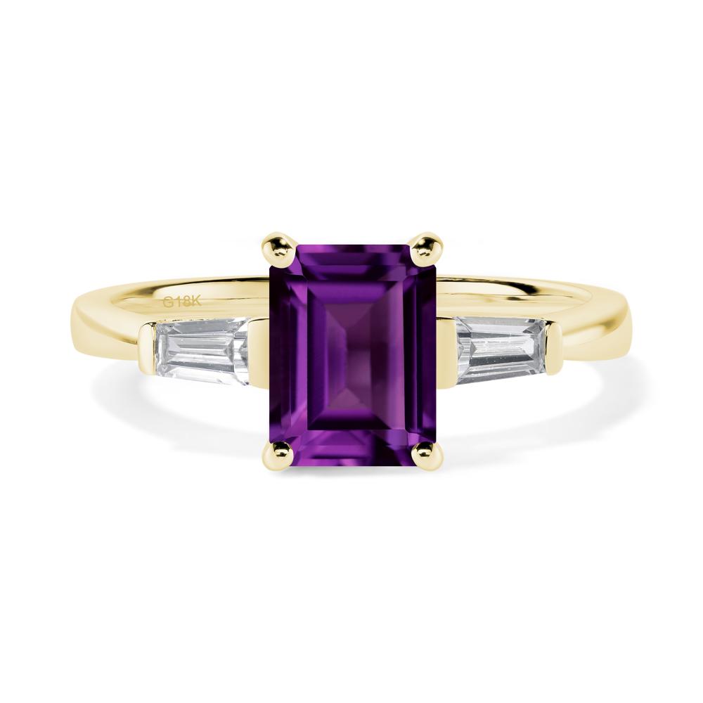 Amethyst Emerald Cut Baguette Ring - LUO Jewelry #metal_18k yellow gold