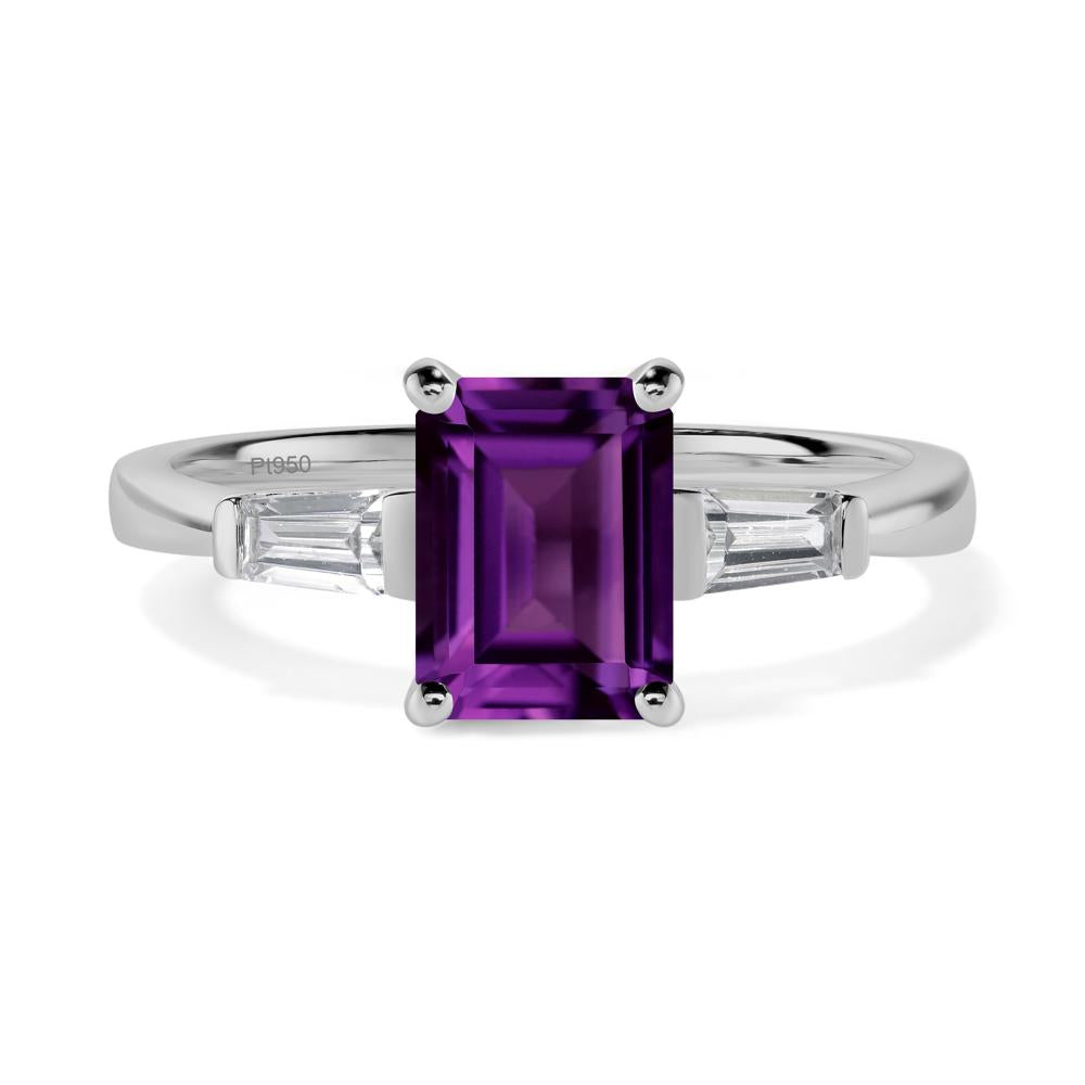 Amethyst Emerald Cut Baguette Ring - LUO Jewelry #metal_platinum