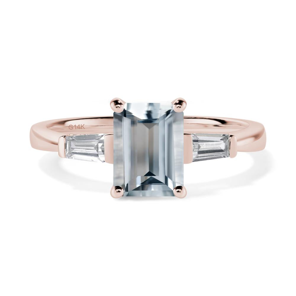 Aquamarine Tapered Baguette Engagement Ring - LUO Jewelry #metal_14k rose gold