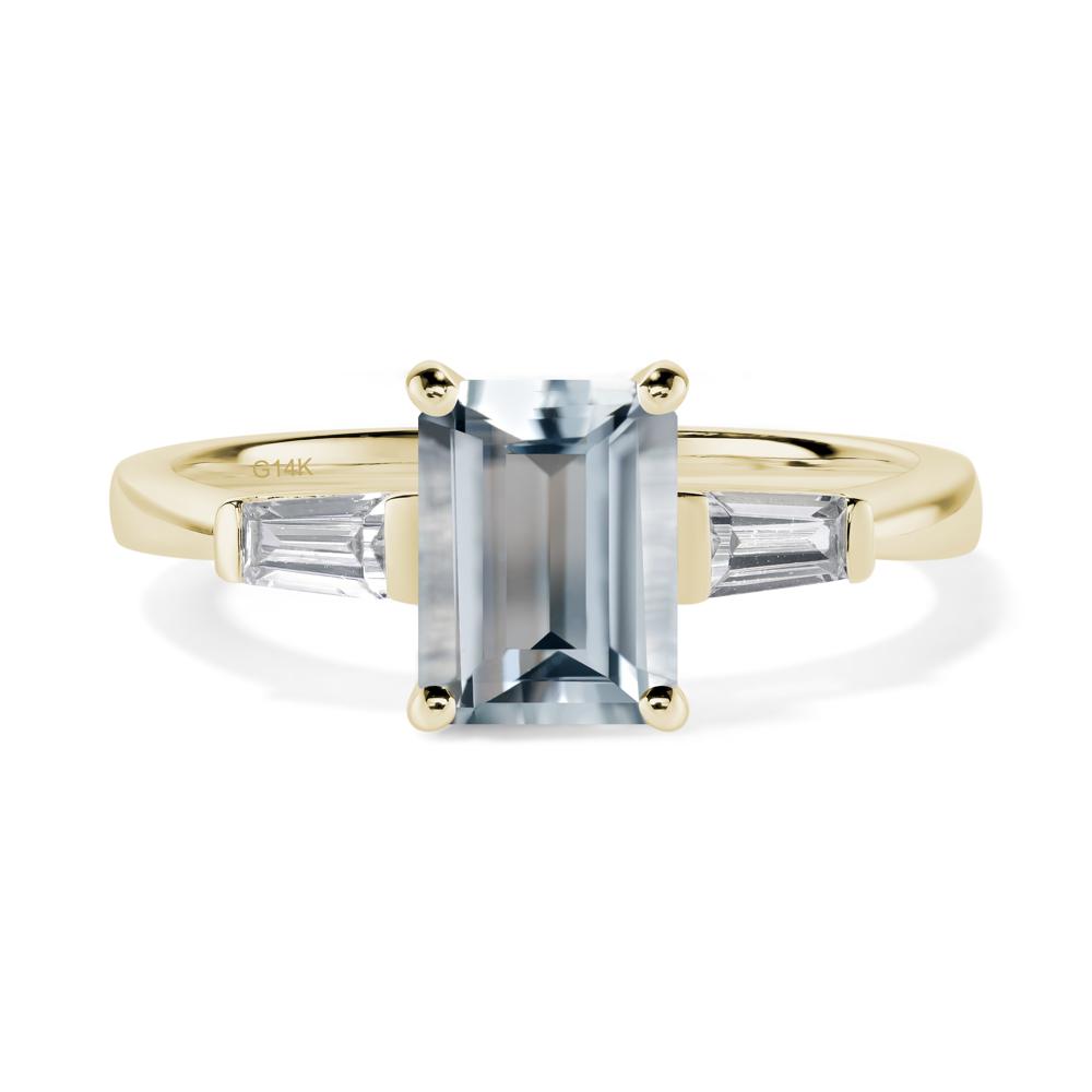 Aquamarine Tapered Baguette Engagement Ring - LUO Jewelry #metal_14k yellow gold