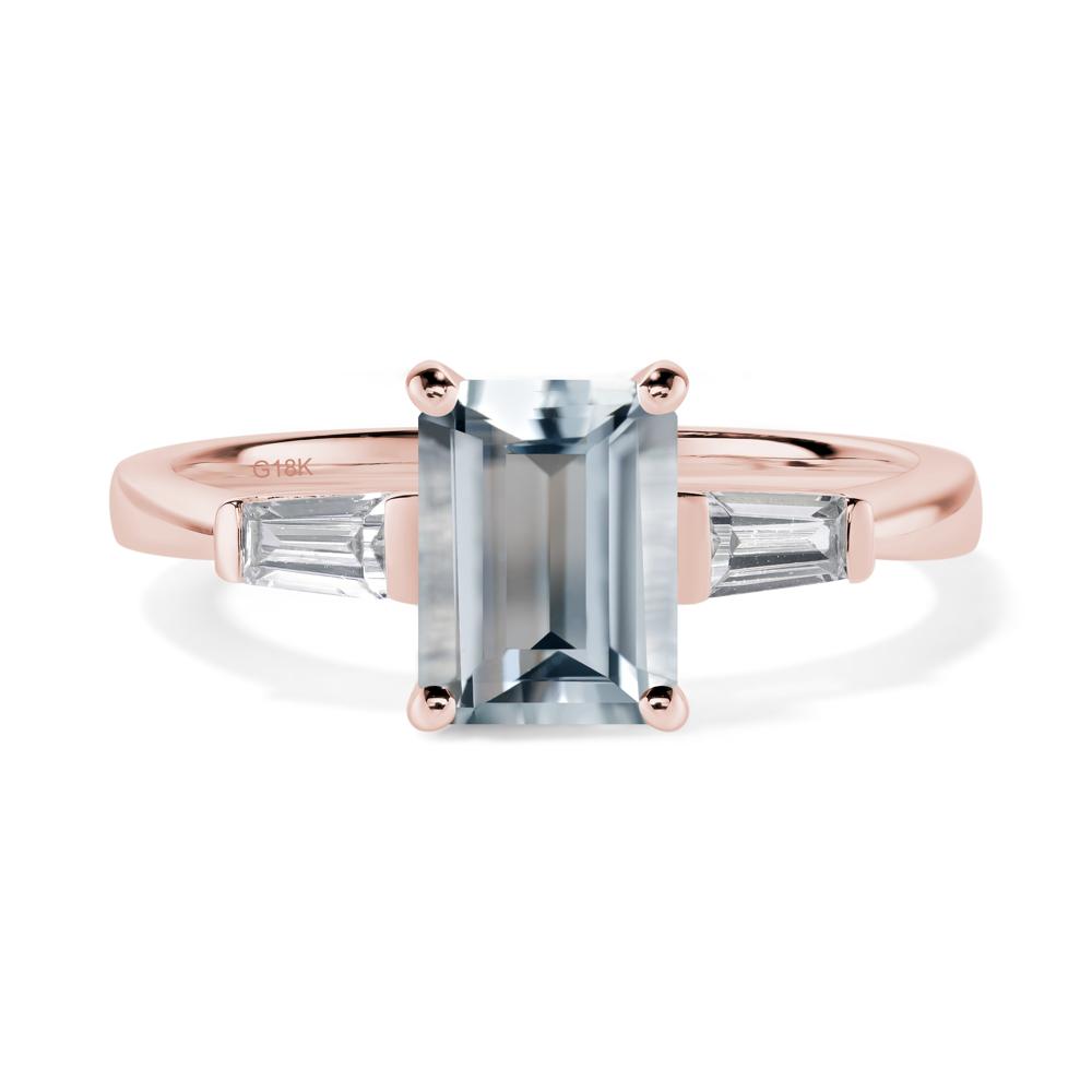 Aquamarine Tapered Baguette Engagement Ring - LUO Jewelry #metal_18k rose gold