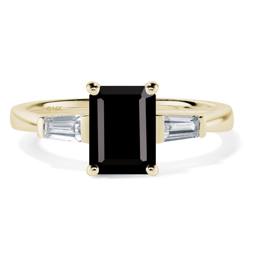 Black Spinel Emerald Cut Baguette Ring - LUO Jewelry #metal_14k yellow gold