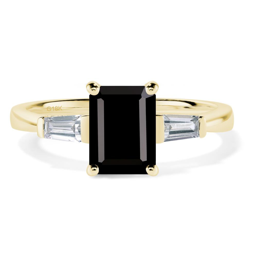 Black Spinel Emerald Cut Baguette Ring - LUO Jewelry #metal_18k yellow gold