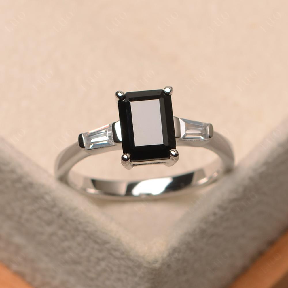 Black Spinel Emerald Cut Baguette Ring - LUO Jewelry 