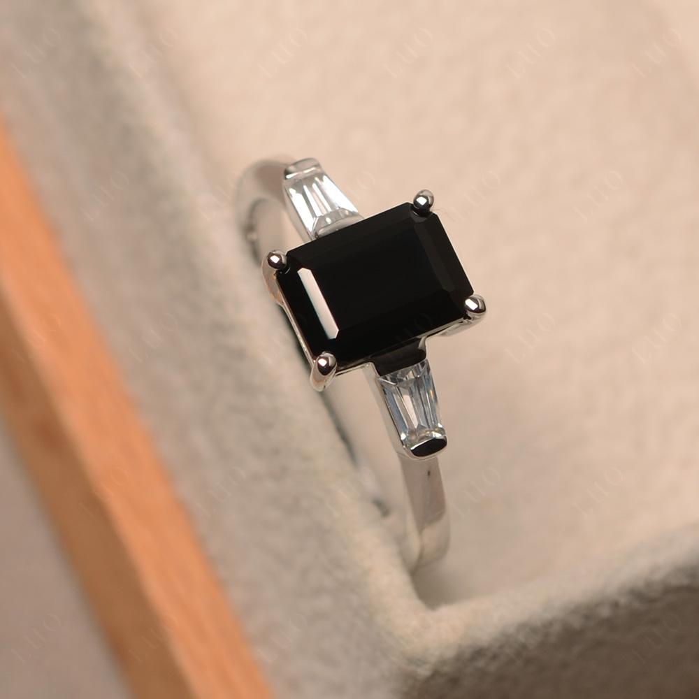 Black Spinel Emerald Cut Baguette Ring - LUO Jewelry 