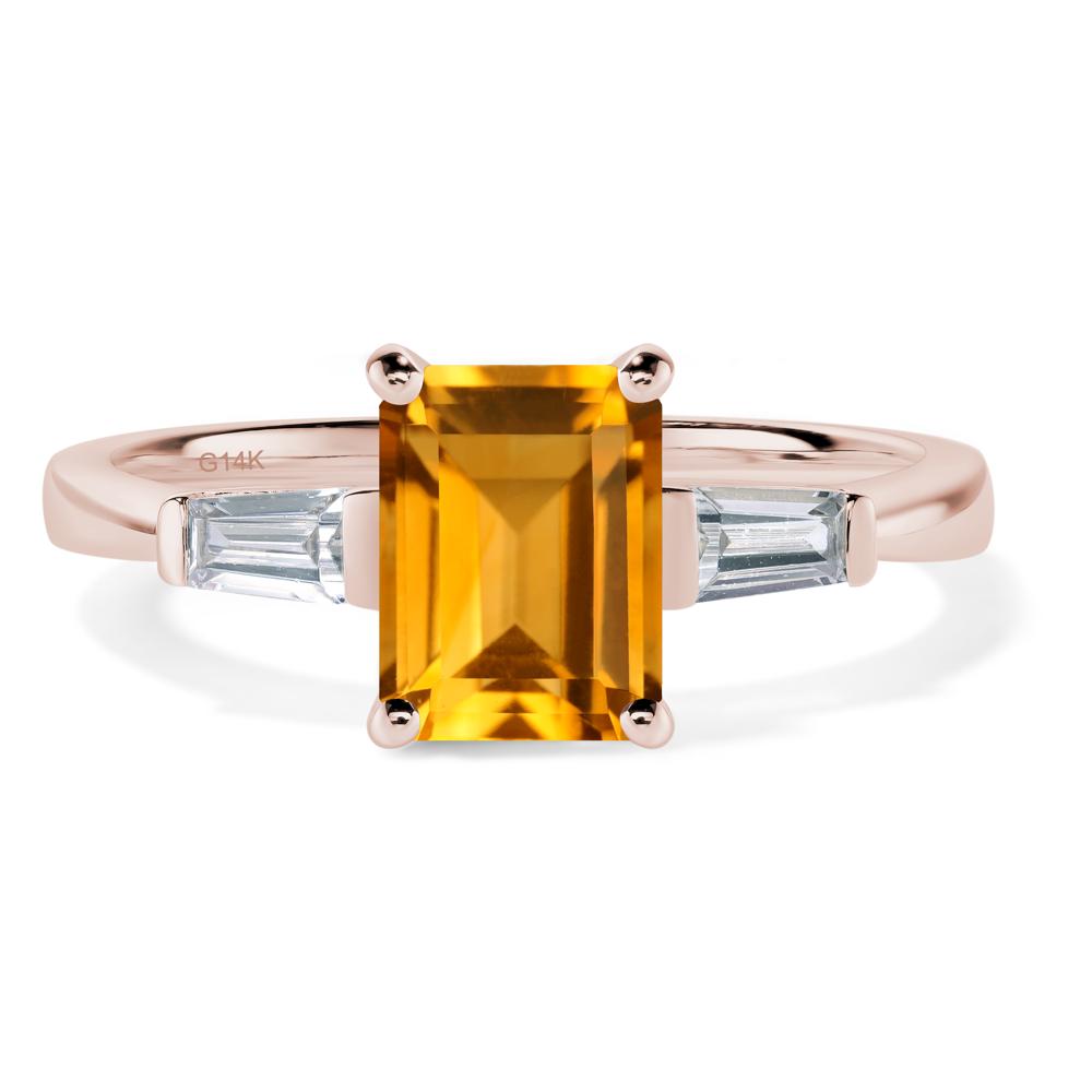 Citrine Tapered Baguette Engagement Ring - LUO Jewelry #metal_14k rose gold