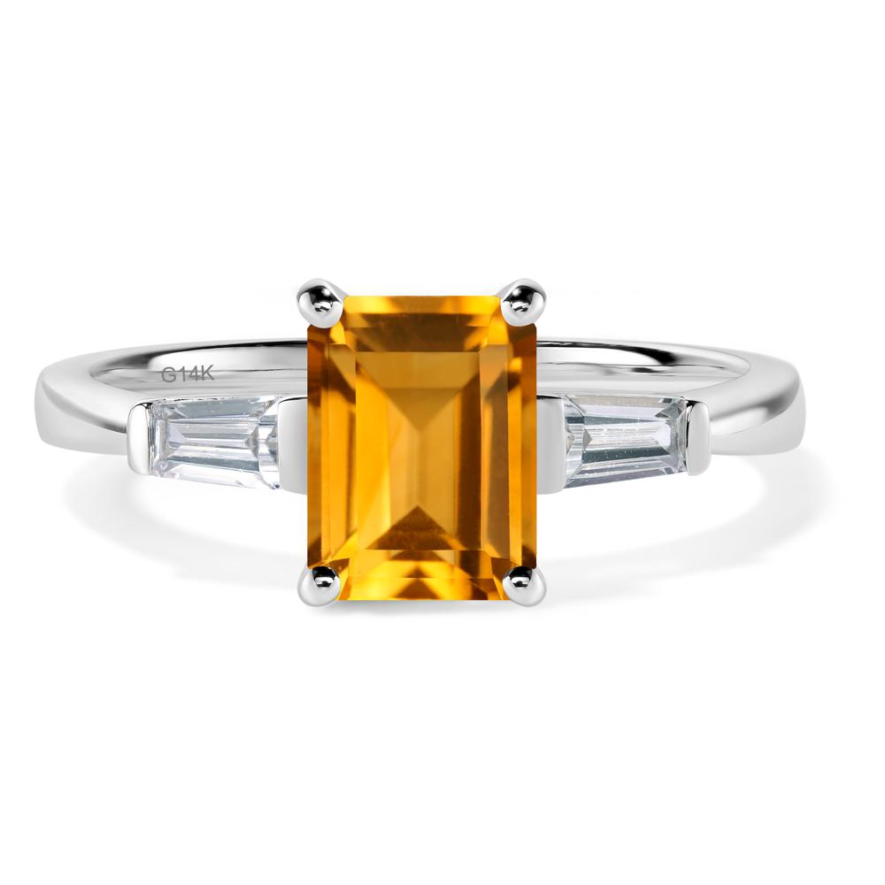 Citrine Tapered Baguette Engagement Ring - LUO Jewelry #metal_14k white gold