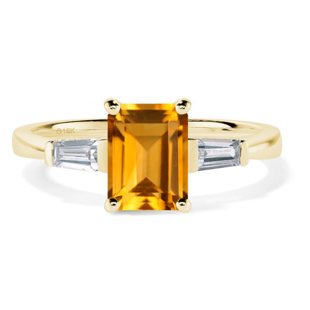 Citrine Tapered Baguette Engagement Ring - LUO Jewelry #metal_18k yellow gold