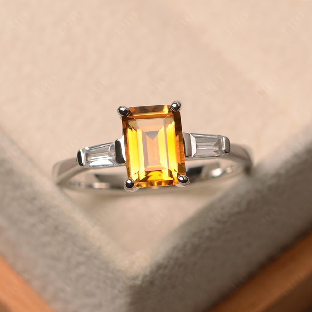 Citrine Tapered Baguette Engagement Ring - LUO Jewelry 