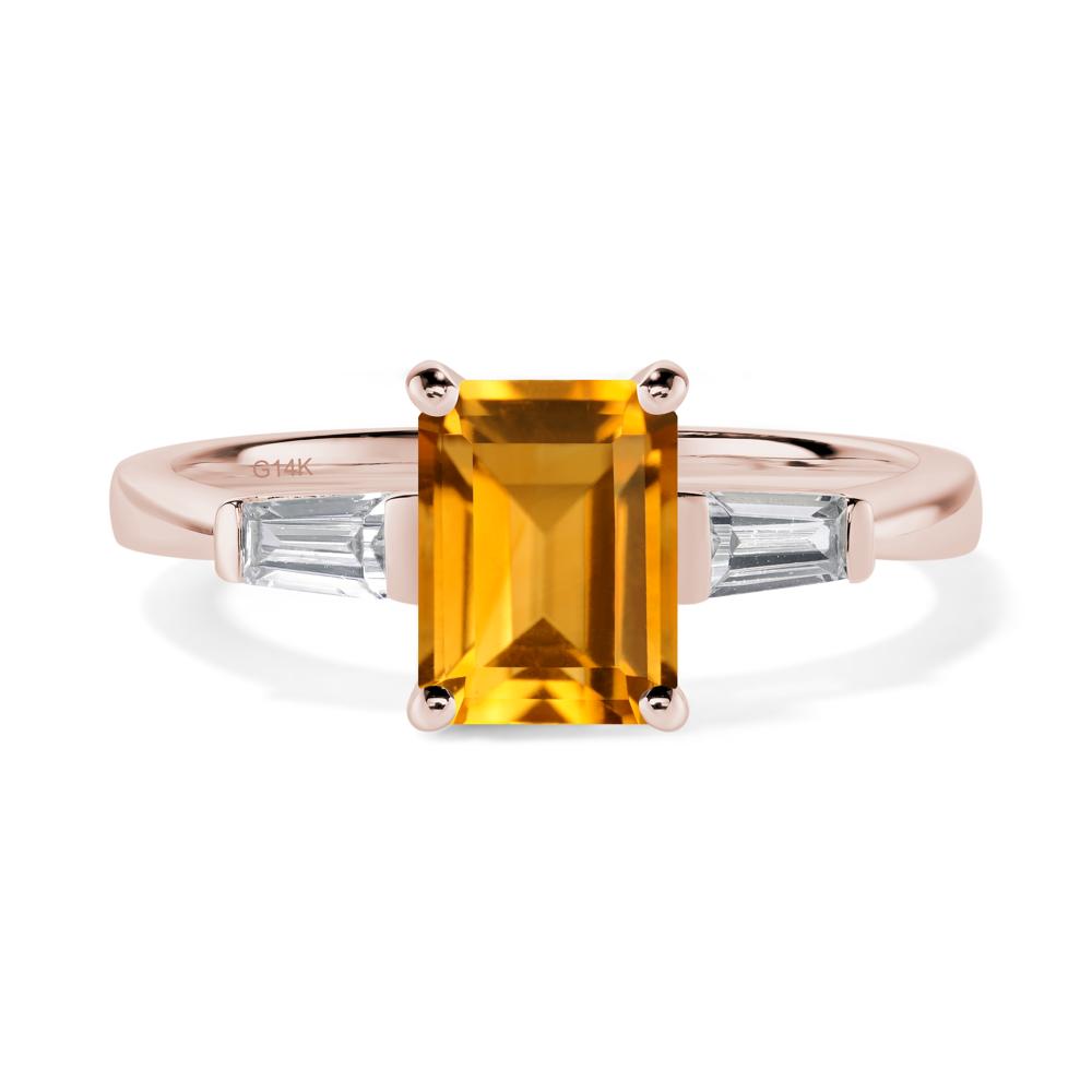 Citrine Tapered Baguette Engagement Ring - LUO Jewelry #metal_14k rose gold