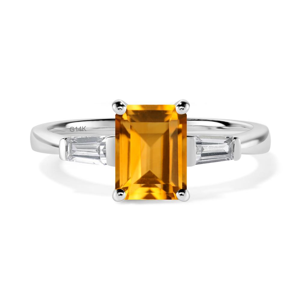 Citrine Tapered Baguette Engagement Ring - LUO Jewelry #metal_14k white gold