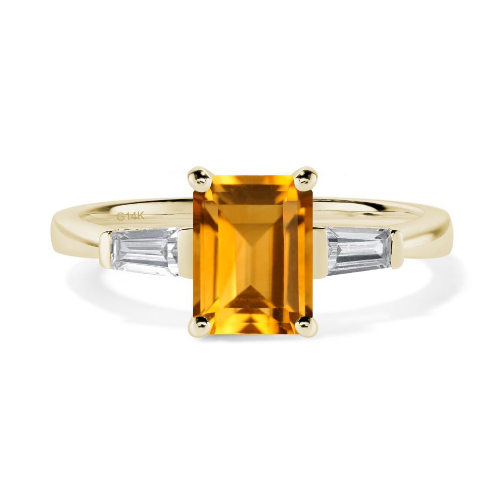 Citrine Tapered Baguette Engagement Ring - LUO Jewelry #metal_14k yellow gold