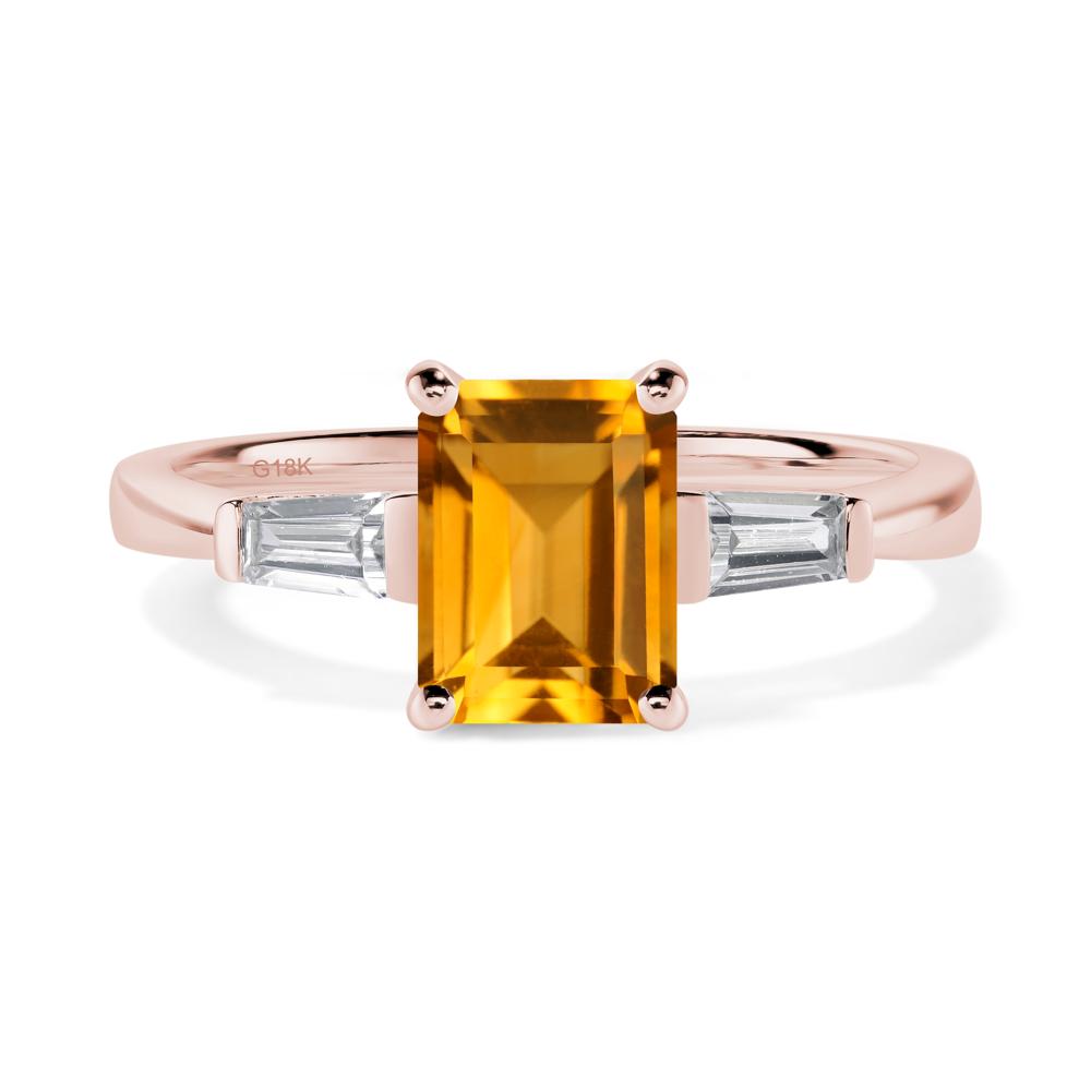 Citrine Tapered Baguette Engagement Ring - LUO Jewelry #metal_18k rose gold