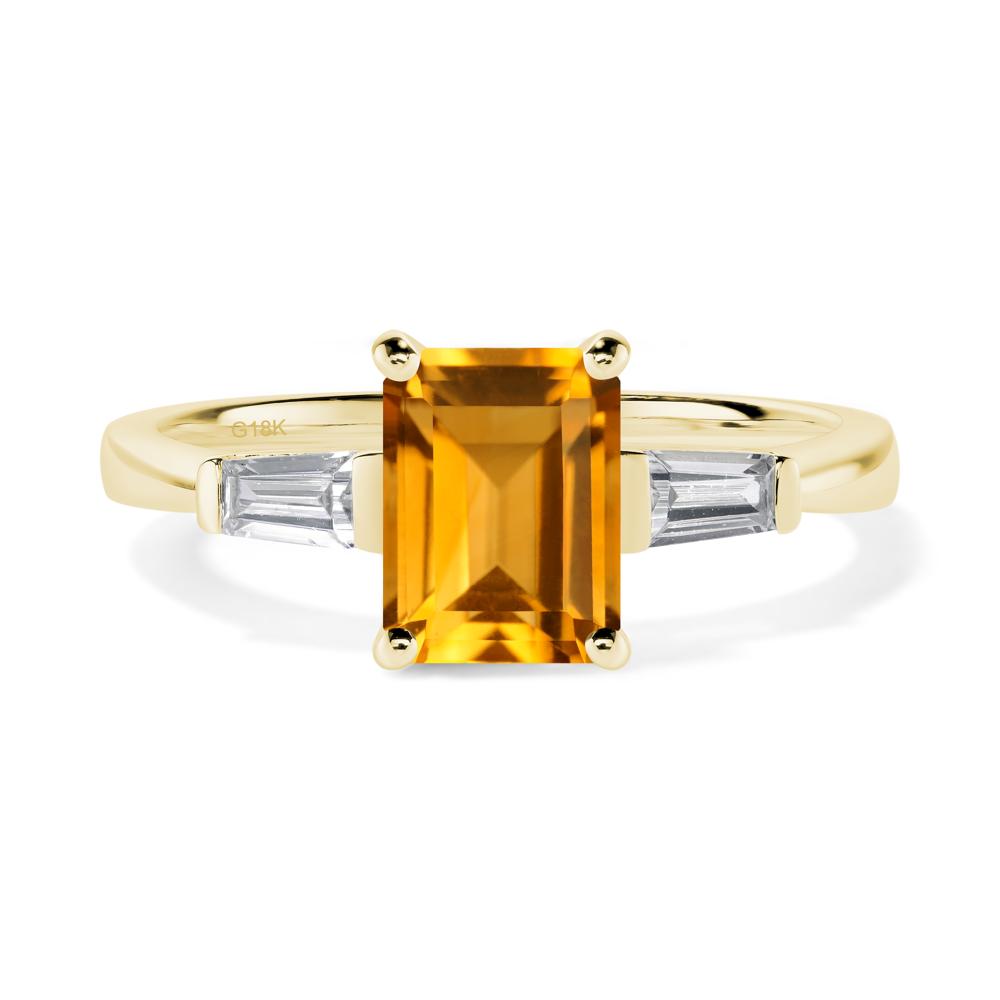 Citrine Tapered Baguette Engagement Ring - LUO Jewelry #metal_18k yellow gold