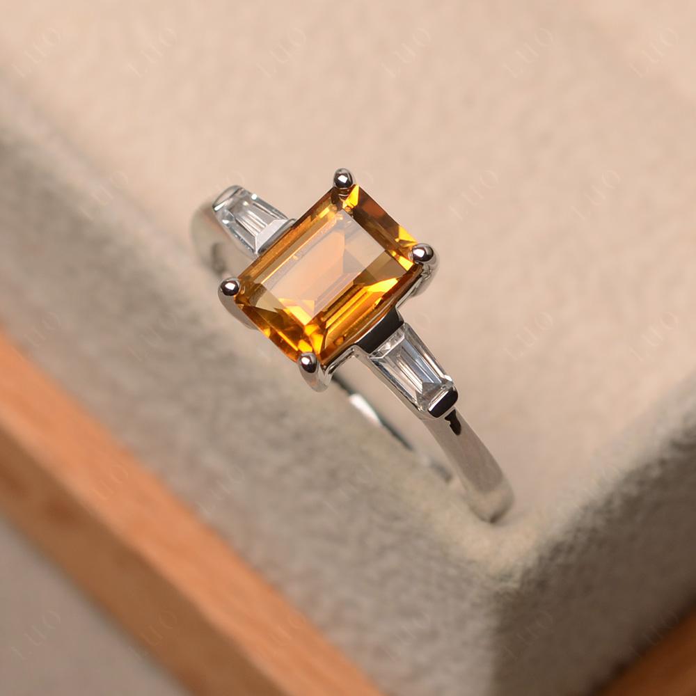 Citrine Tapered Baguette Engagement Ring - LUO Jewelry 