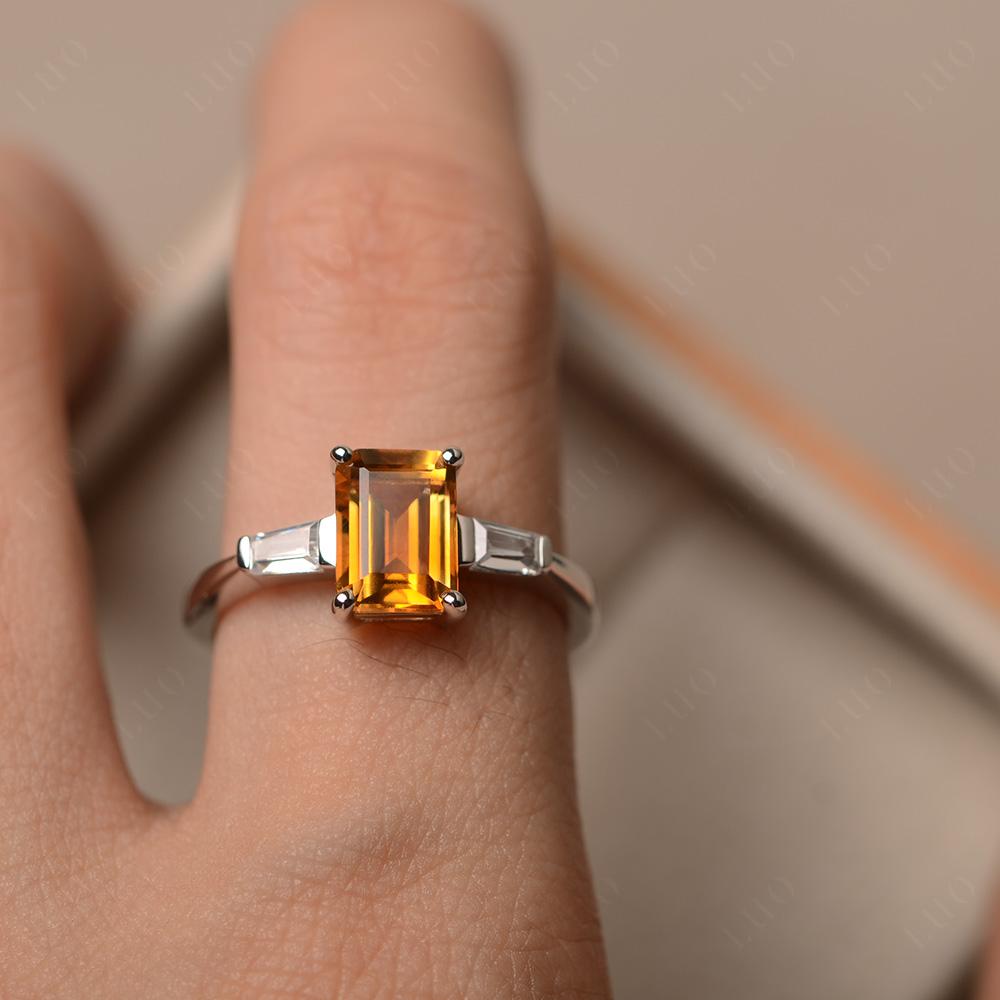 Citrine Tapered Baguette Engagement Ring - LUO Jewelry 