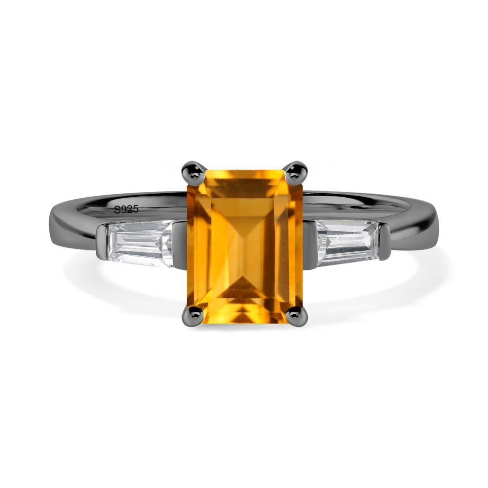 Citrine Tapered Baguette Engagement Ring - LUO Jewelry #metal_black finish sterling silver